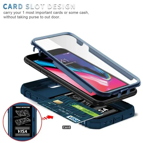 Kryt na iPhone 7 / 8 / SE 2020 / SE 2022 odolný s krytkou na fotoaparát tmavě modrý