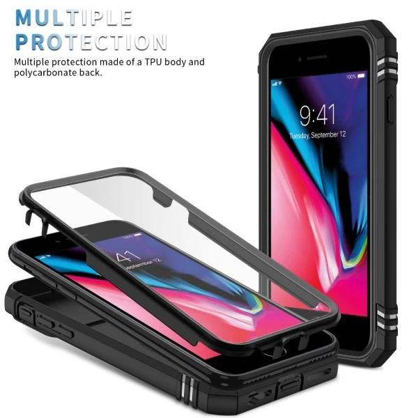 Kryt na iPhone 7 / 8 / SE 2020 / SE 2022 odolný s krytkou na fotoaparát černý