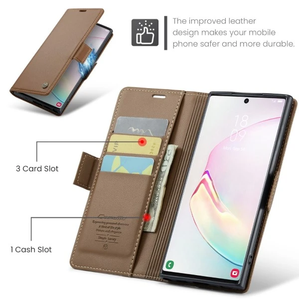 Pouzdro na Samsung Galaxy Note 10 Plus CASEME smooth hnědé