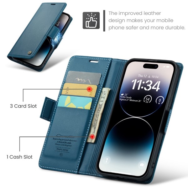 Pouzdro na iPhone 14 Pro Max CASEME Smooth modré