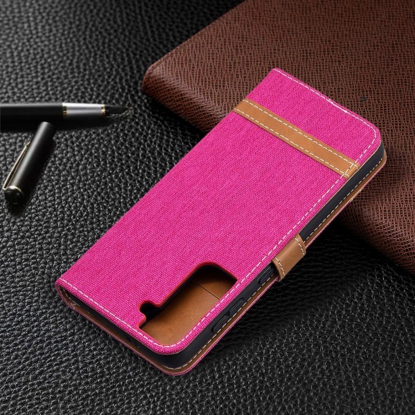 Pouzdro na Samsung Galaxy S21 Jeans růžové