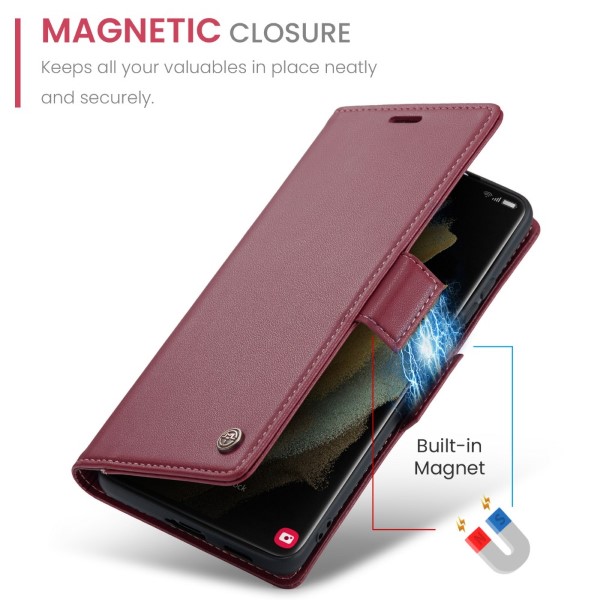 Pouzdro na Samsung Galaxy S21 Ultra CASEME smooth červené