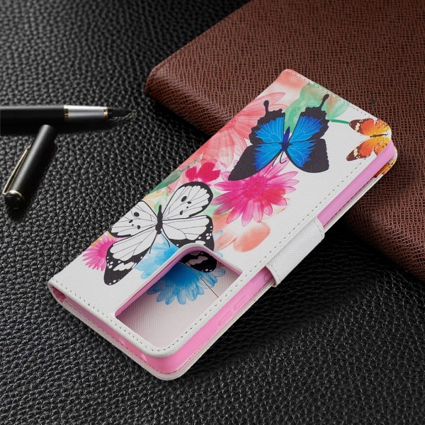 Pouzdro na Samsung Galaxy S21 Ultra Motýl bílé