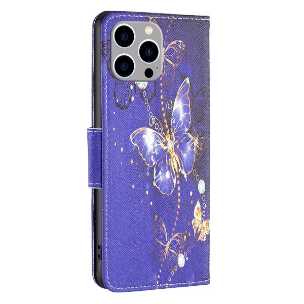 Pouzdro na iPhone 14 Pro Max Motýl fialové