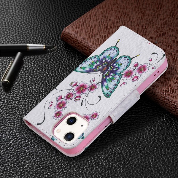 Pouzdro pro iPhone 13 Mini Motýl bílé