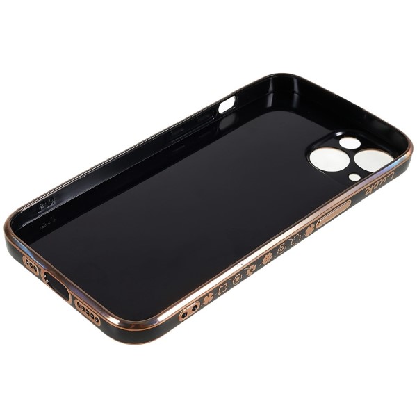 Kryt na iPhone 14 Plus Electroplated čtyřlístek černý