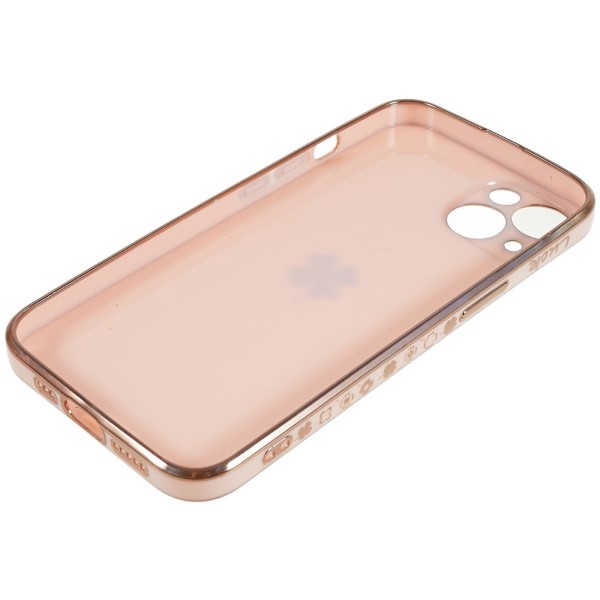Kryt na iPhone 14 Plus Electroplated čtyřlístek růžový