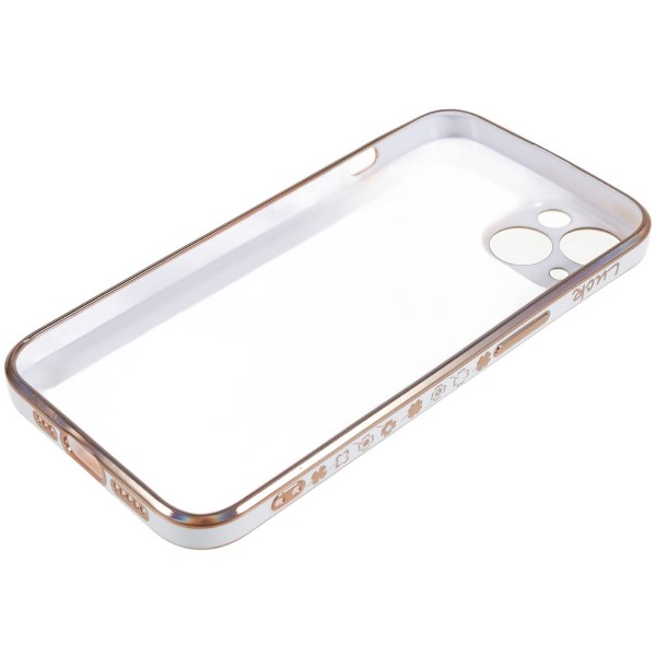 Kryt na iPhone 14 Plus Electroplated čtyřlístek bílý