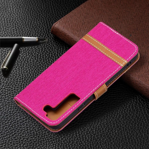 Pouzdro na Samsung Galaxy S22 Jeans růžové 