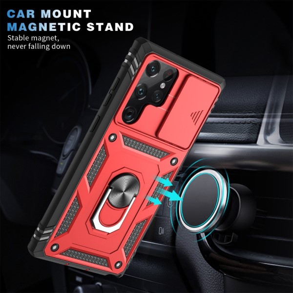 Kryt na Samsung Galaxy S22 Ultra odolný s krytkou na fotoaparát červený