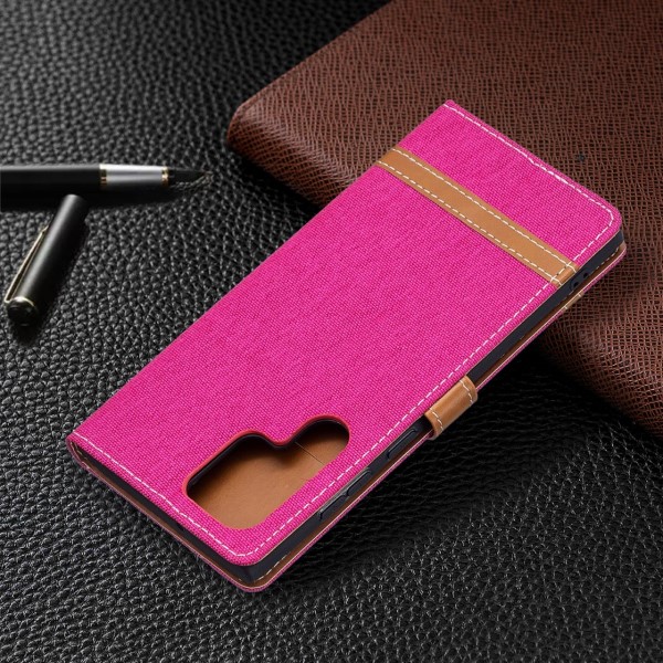 Pouzdro na Samsung Galaxy S22 Ultra Jeans růžové