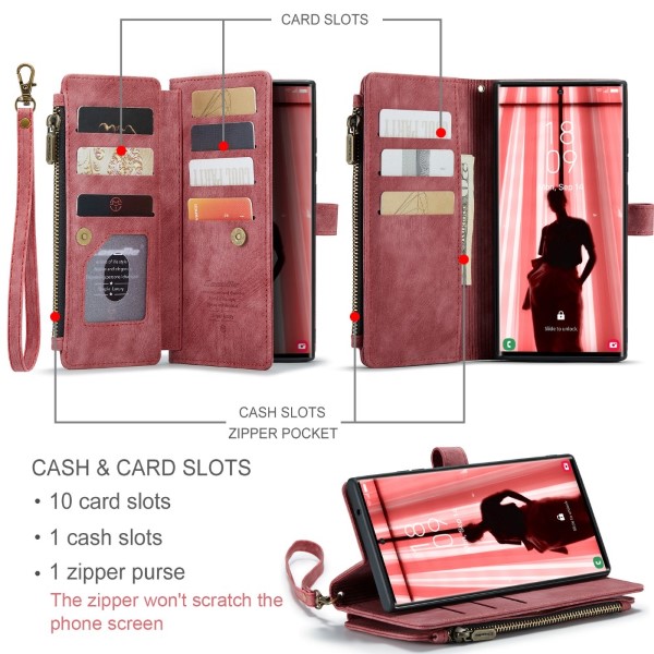 Pouzdro na Samsung Galaxy S23 Ultra CASEME Deluxe červené