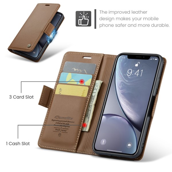 Pouzdro pro iPhone Xr CASEME Smooth hnědé