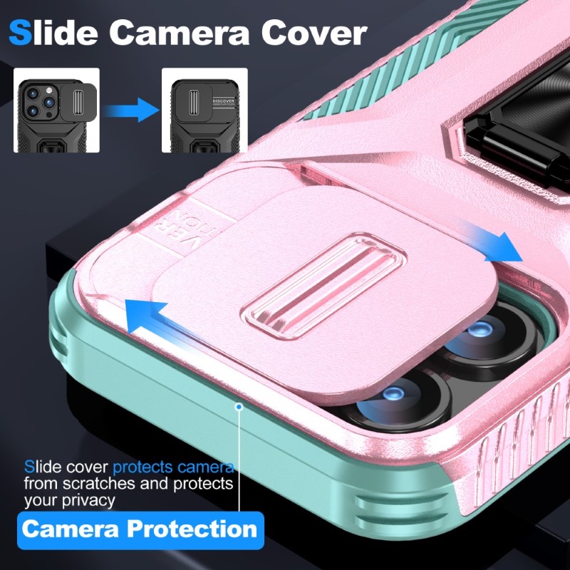 Kryt na iPhone 15 Pro Max odolný s krytkou na fotoaparát růžový