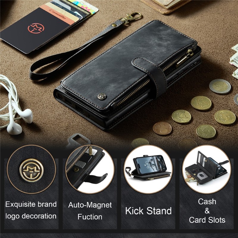 Pouzdro pro iPhone 15 Pro Max CASEME Luxury Double Layer černé