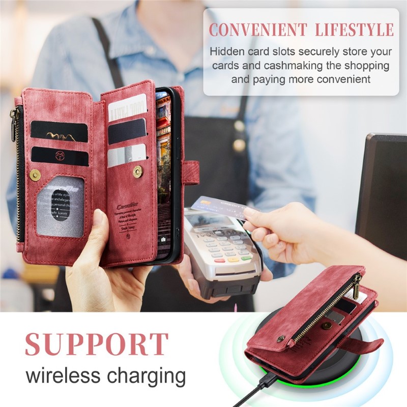 Pouzdro pro iPhone 15 Pro Max CASEME Luxury Double Layer červené