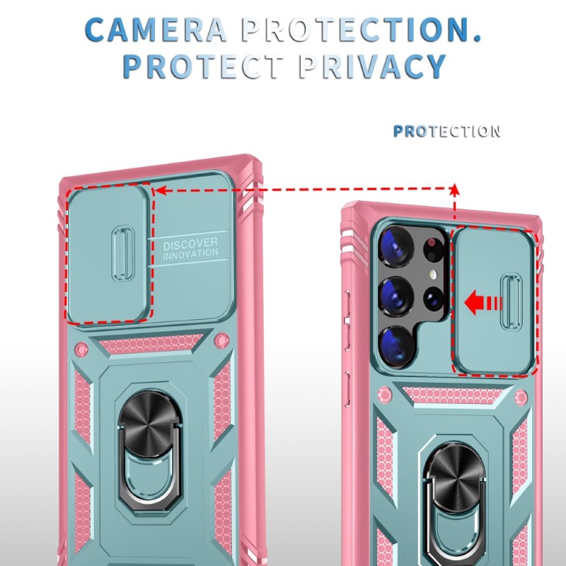 Kryt na Samsung Galaxy S24 Ultra odolný s krytkou na fotoaparát růžový