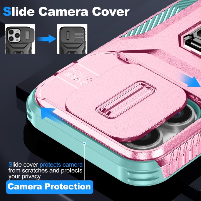 Kryt na iPhone 13 Pro odolný s krytkou na fotoaparát růžový 