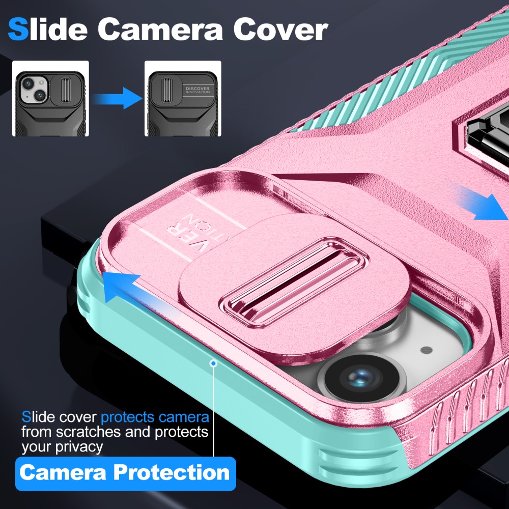 Kryt na iPhone 14 odolný s krytkou na fotoaparát růžový