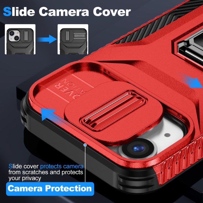 Kryt na iPhone 13 Mini odolný s krytkou na fotoaparát červený