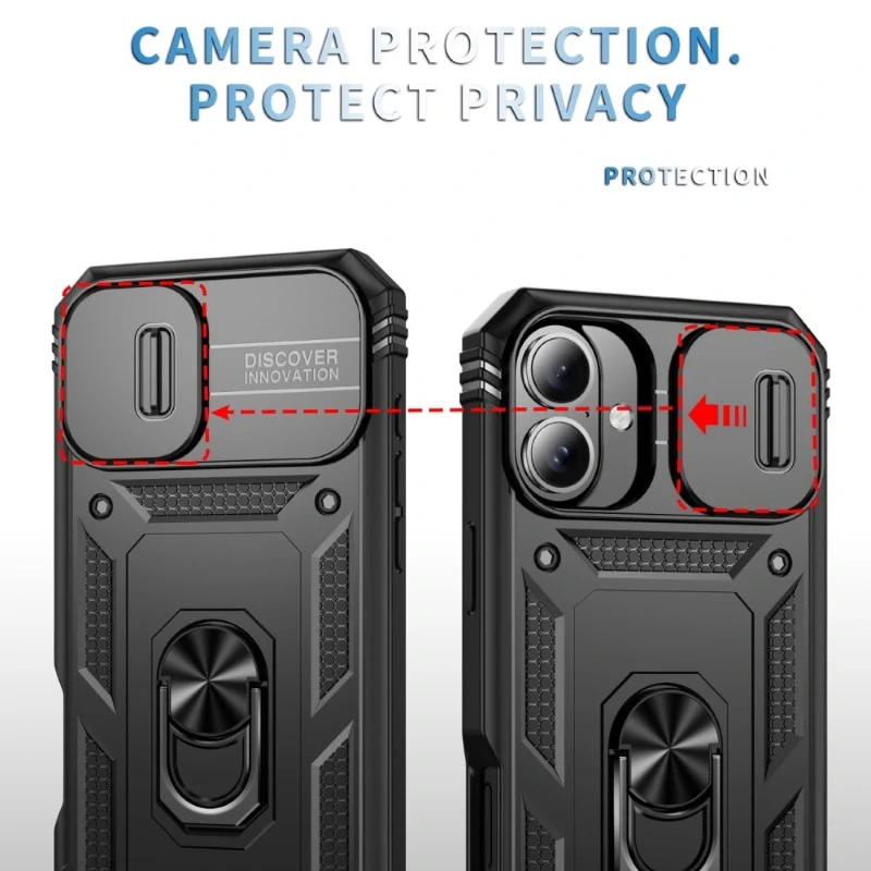 Kryt na iPhone 16 odolný s krytkou na fotoaparát černý