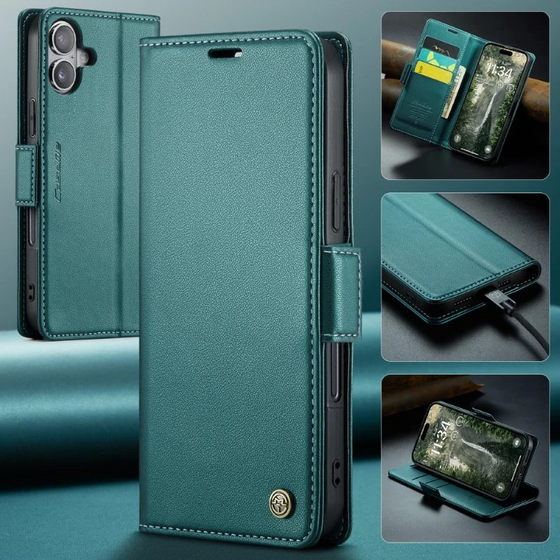 Pouzdro na iPhone 16 CASEME Smooth zelené