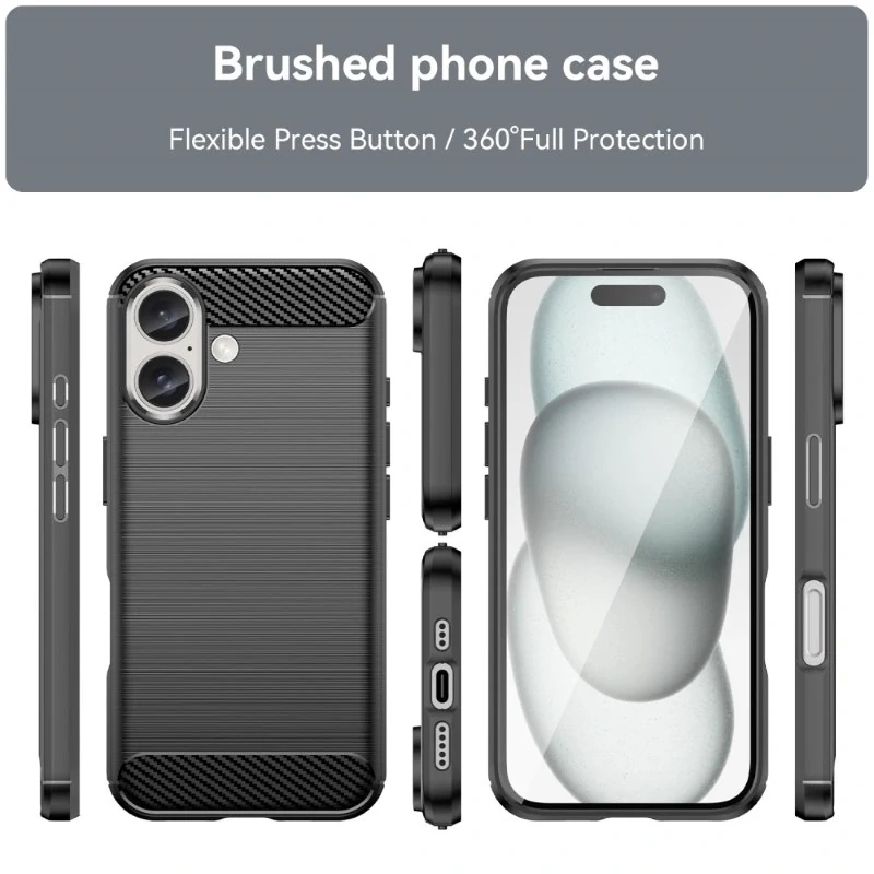 Kryt na iPhone 16 gumový Carbon černý