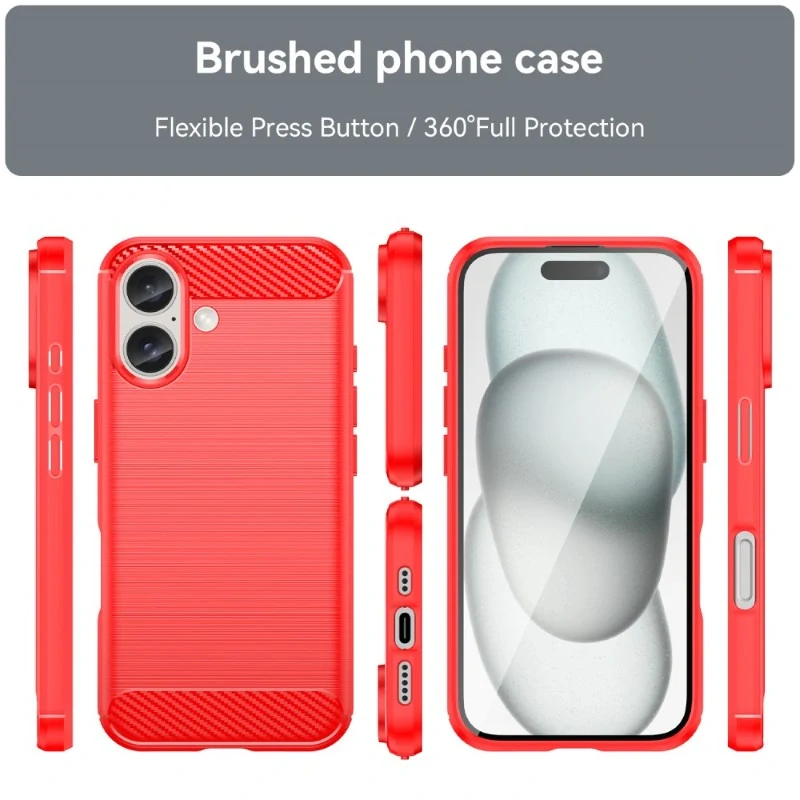 Kryt na iPhone 16 gumový Carbon červený