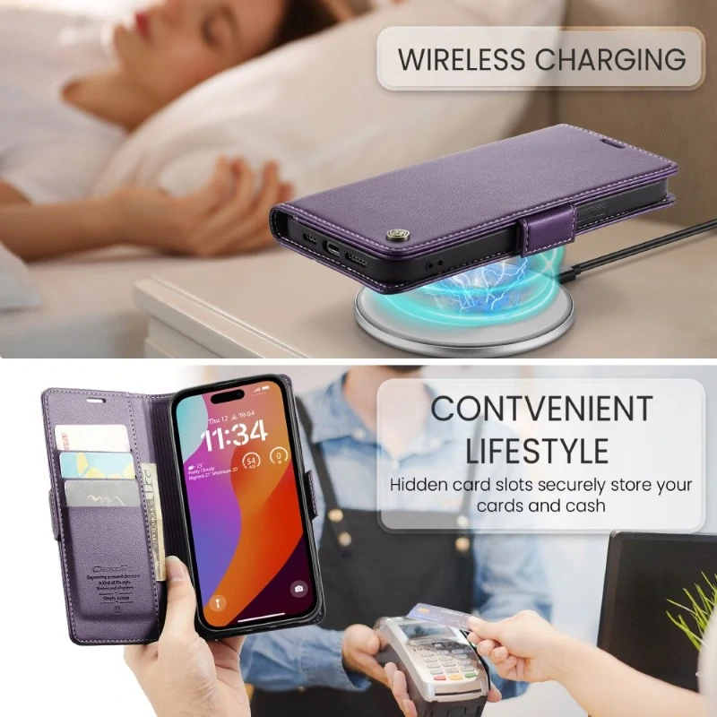 Pouzdro na iPhone 16 Pro CASEME Smooth fialové