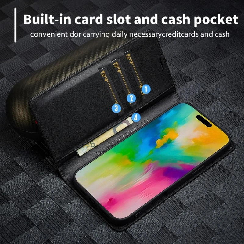 Pouzdro pro iPhone 16 Pro LC.IMEEKE Carbon Horizontal