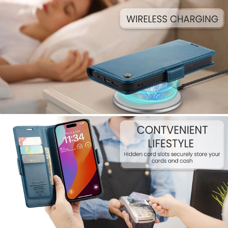 Pouzdro na iPhone 16 Pro Max CASEME Smooth modré