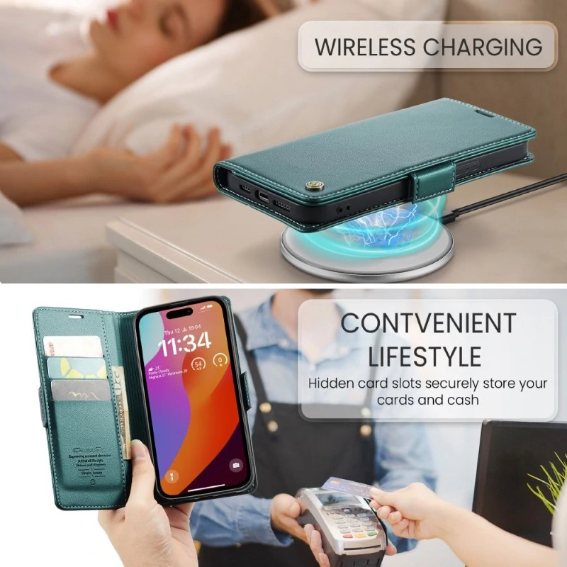 Pouzdro na iPhone 16 Pro Max CASEME Smooth zelené