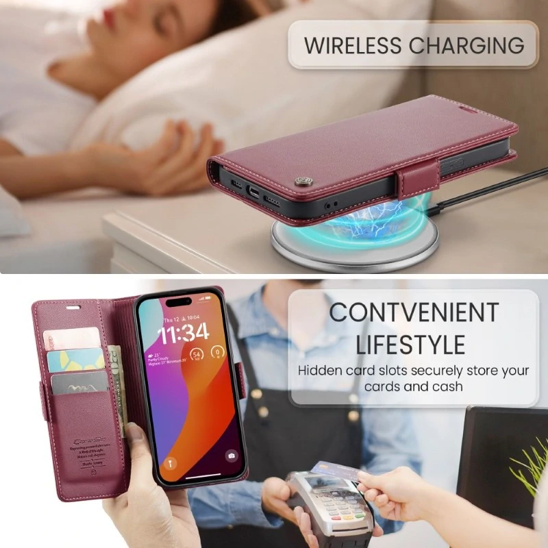Pouzdro na iPhone 16 Pro Max CASEME Smooth červené