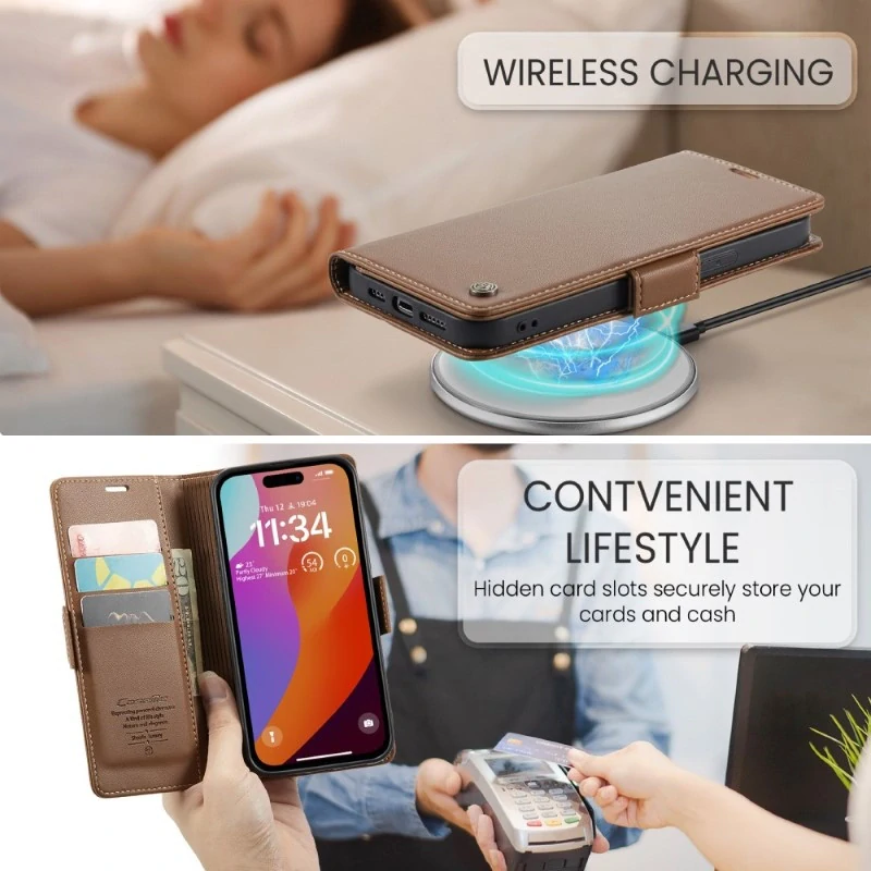 Pouzdro na iPhone 16 Pro Max CASEME Smooth hnědé