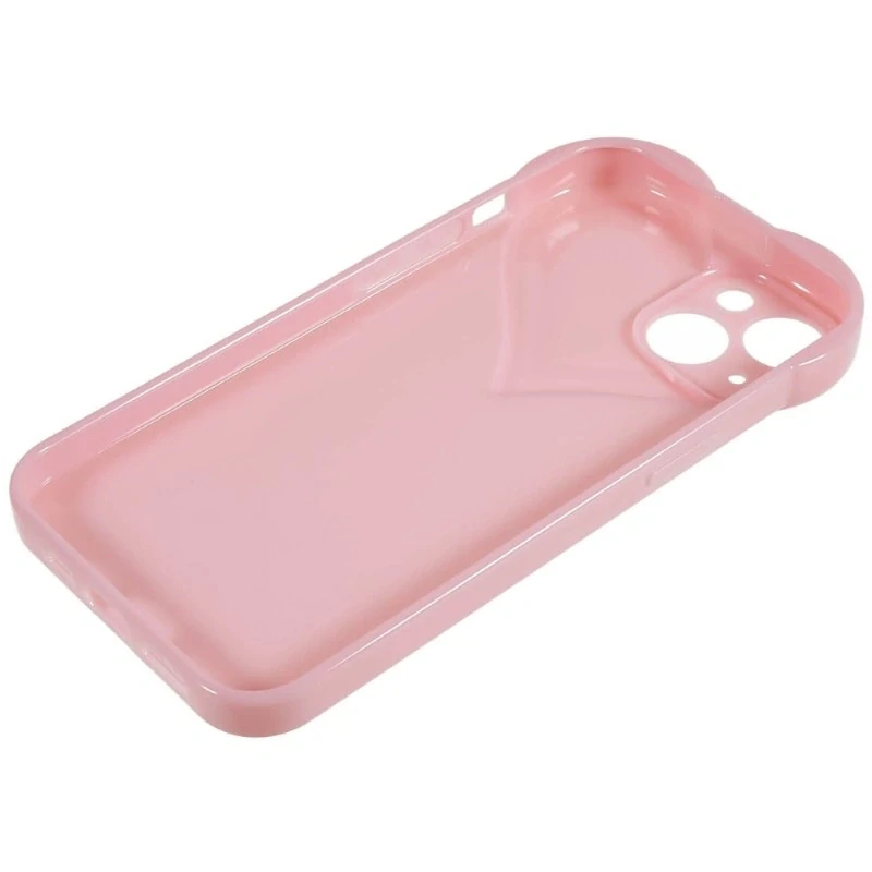 Kryt na iPhone 15 gumový Srdce světle růžový