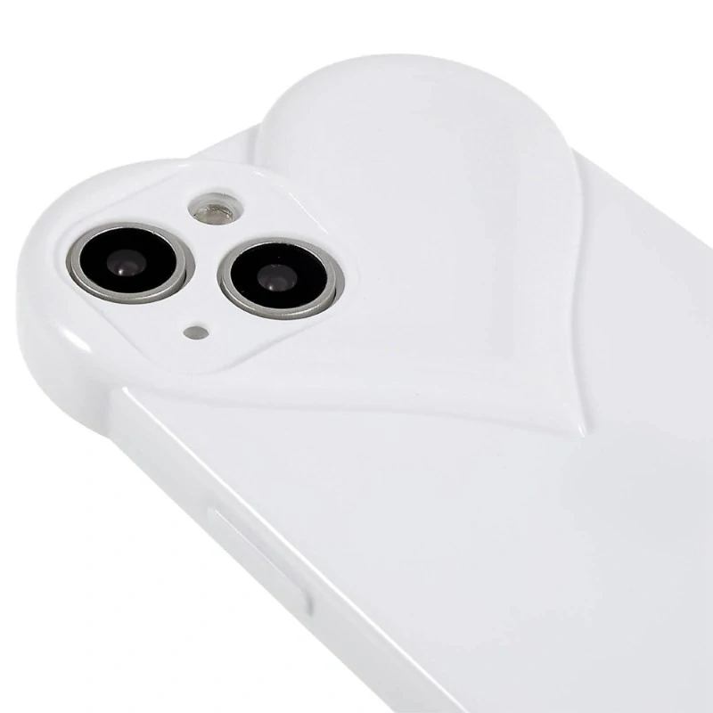 Kryt na iPhone 15 gumový Srdce bílý
