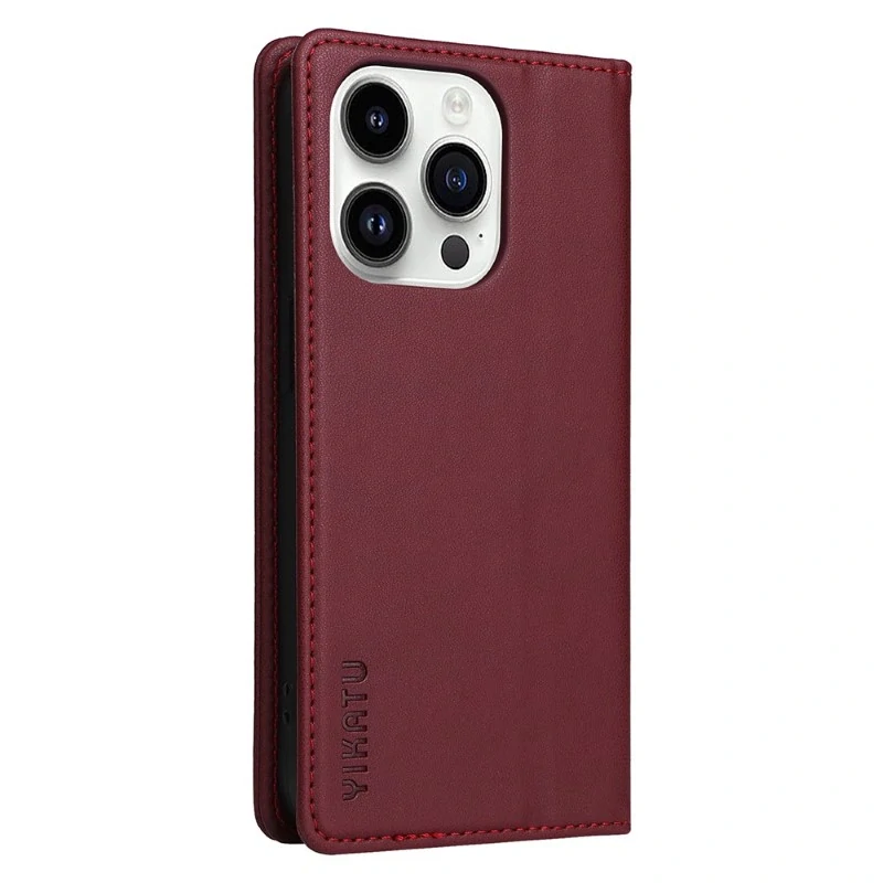 Pouzdro na iPhone 15 Pro YIKATU vínové