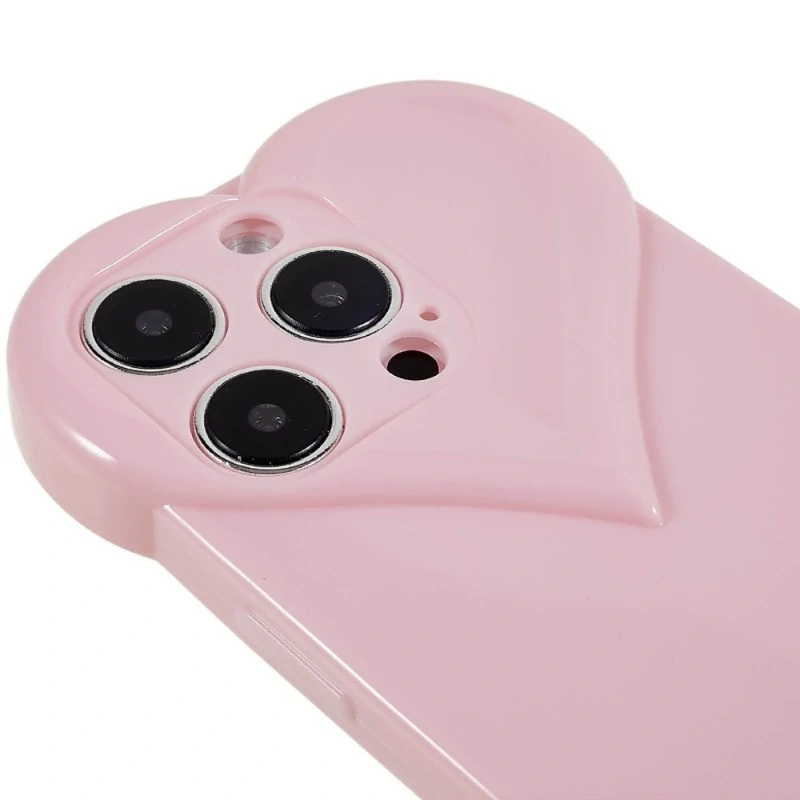 Kryt na iPhone 15 Pro gumový Srdce světle růžový
