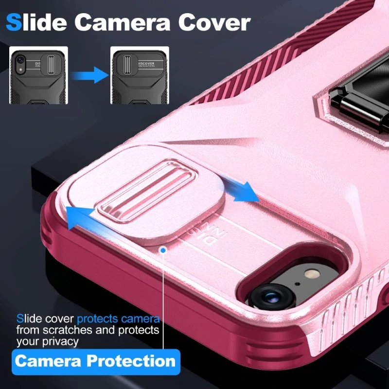 Kryt na iPhone Xr odolný s krytkou na fotoaparát vínový