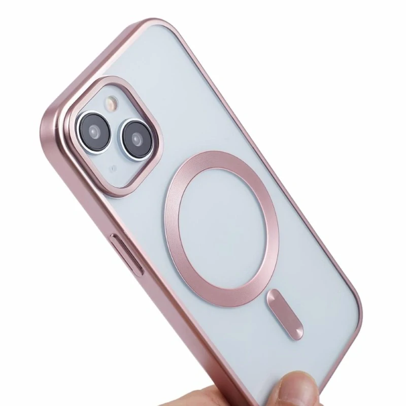 Kryt na iPhone 13 gumový s podporou MagSafe růžový