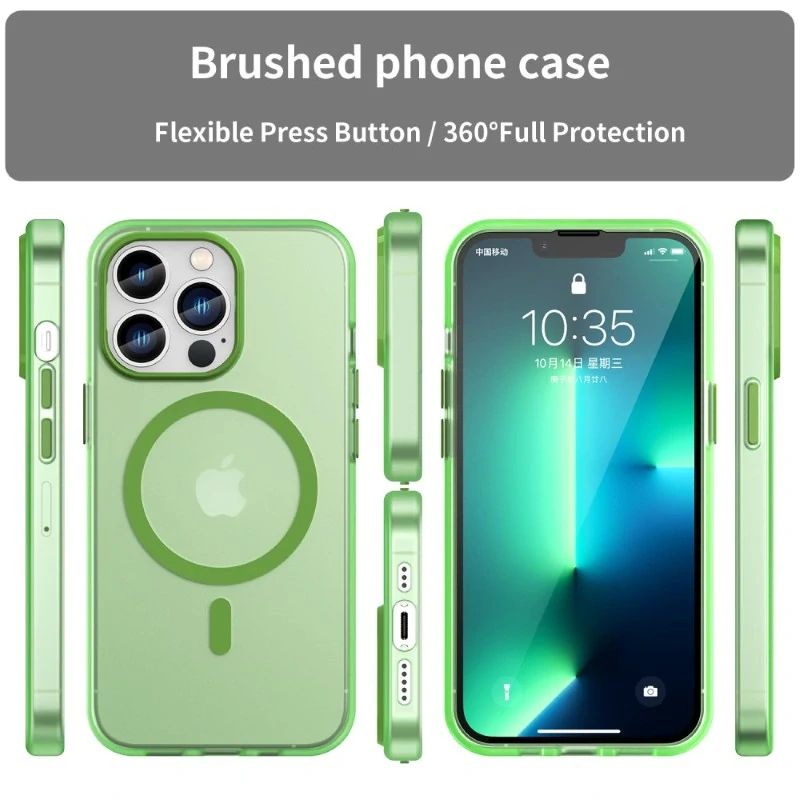 Kryt na iPhone 13 Pro gumový Candy (podpora MagSafe) zelený