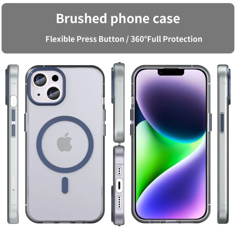 Kryt na iPhone 14 gumový Candy (podpora MagSafe) tmavě modrý