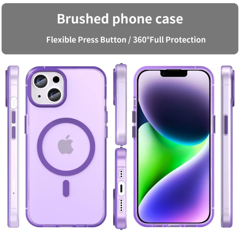 Kryt na iPhone 14 gumový Candy (podpora MagSafe) fialový
