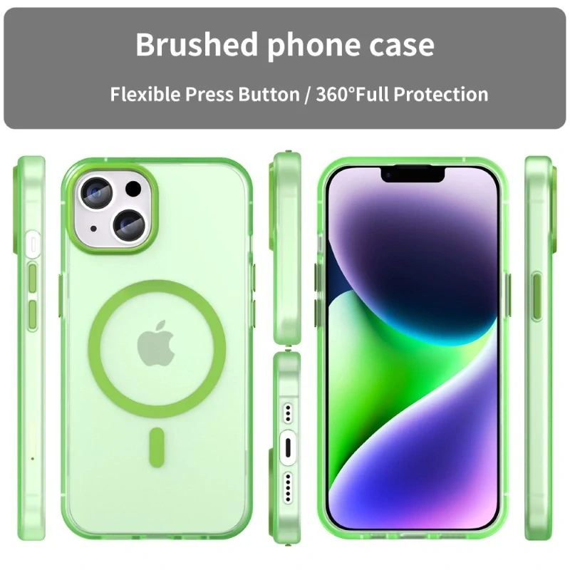 Kryt na iPhone 14 gumový Candy (podpora MagSafe) zelený