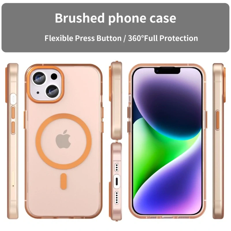 Kryt na iPhone 14 gumový Candy (podpora MagSafe) oranžový