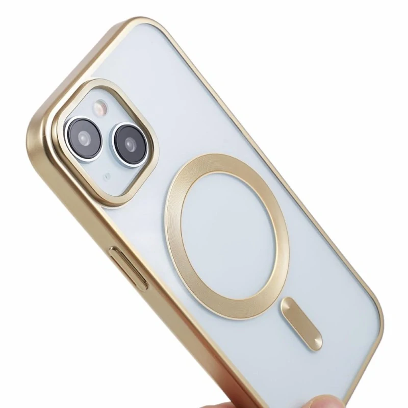 Kryt na iPhone 14 gumový s podporou MagSafe zlatý