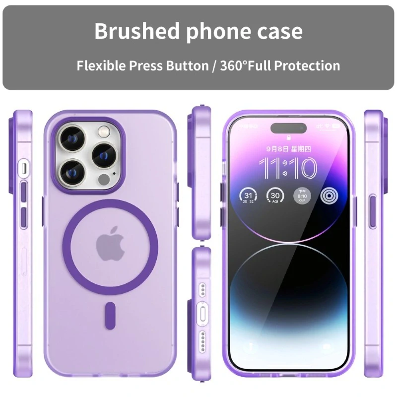 Kryt na iPhone 14 Pro gumový Candy (podpora MagSafe) fialový