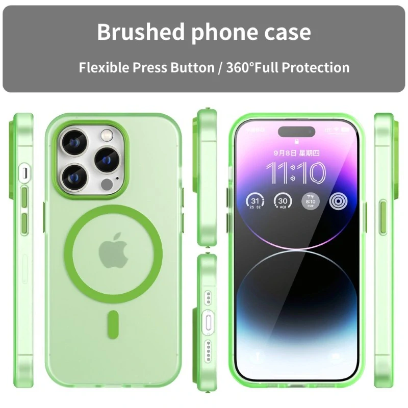 Kryt na iPhone 14 Pro gumový Candy (podpora MagSafe) zelený