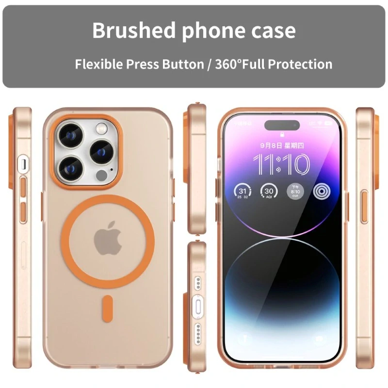 Kryt na iPhone 14 Pro gumový Candy (podpora MagSafe) oranžový