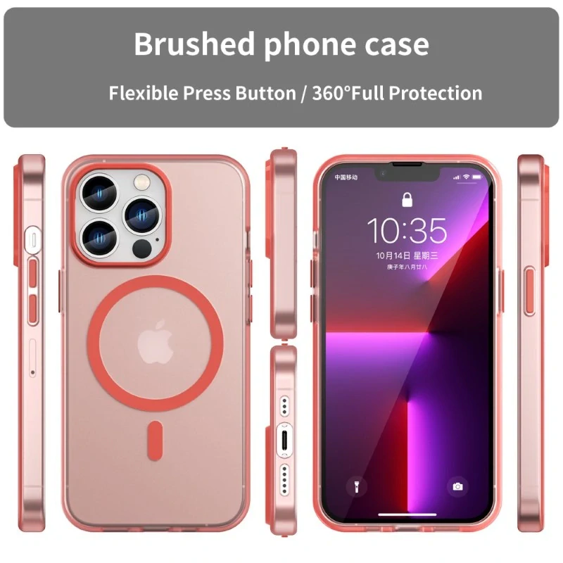 Kryt na iPhone 13 Pro Max gumový Candy (podpora MagSafe) červený